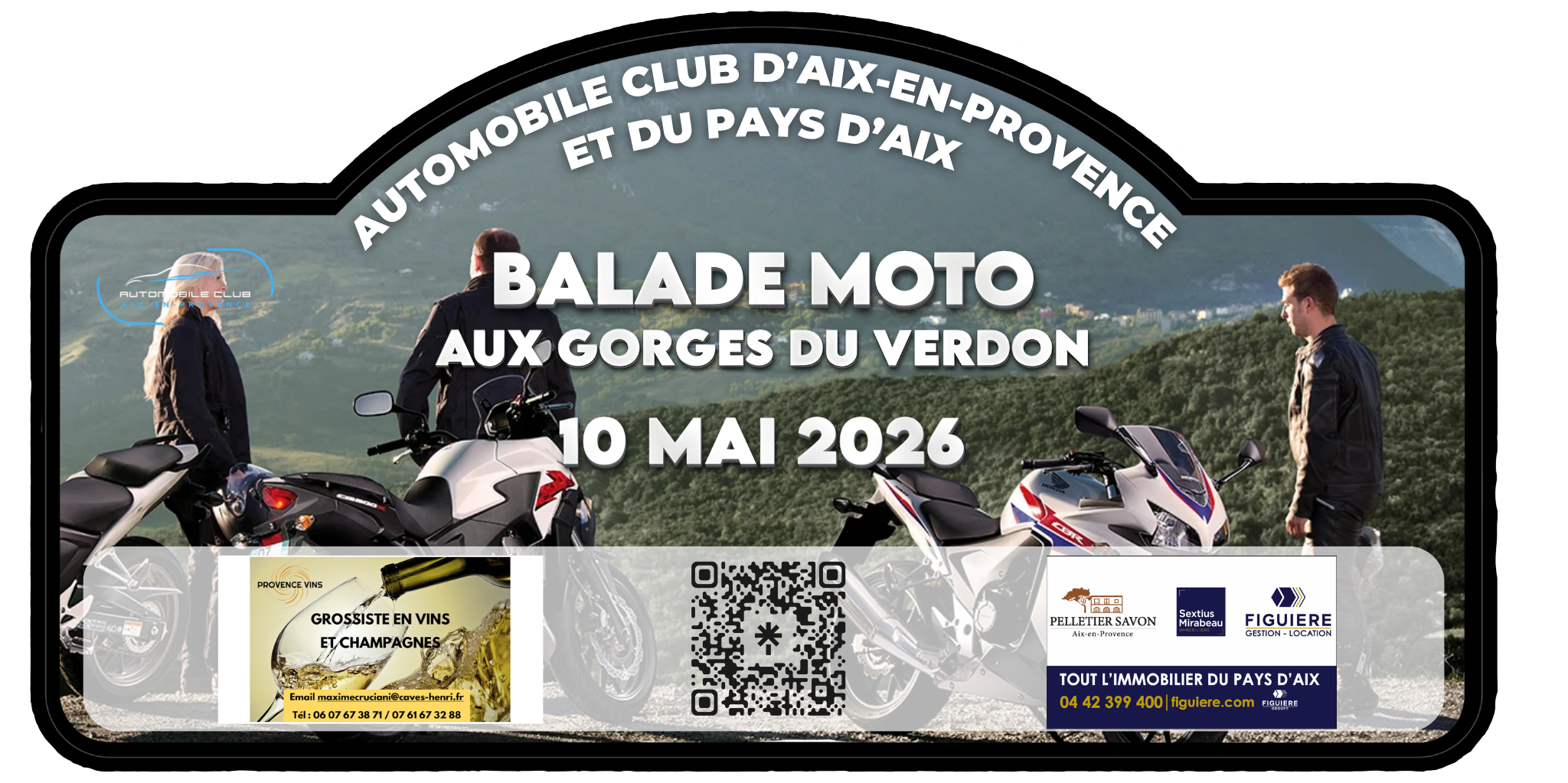 Plaque Balade en moto - Automobile Club Aix
